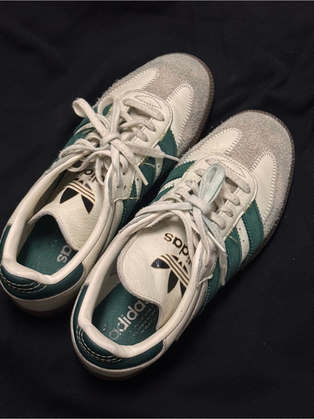 adidas Samba Sneakers in Off-White and Green - Picture 4 of 5